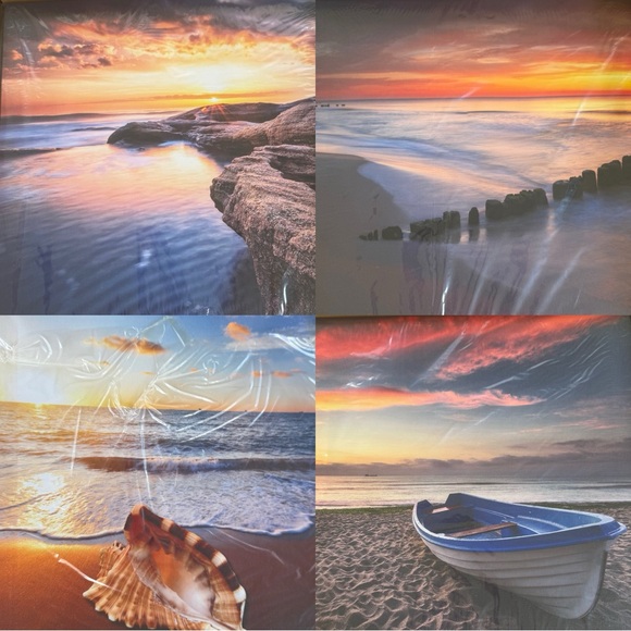 Sunset Beach 12” Canvas Set of 4 - NIB - Picture 1 of 5